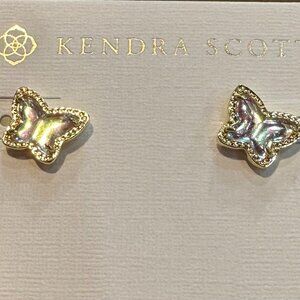 New Kendra Scott Iridescent Abalone Lillia Butterfly Stud Earrings